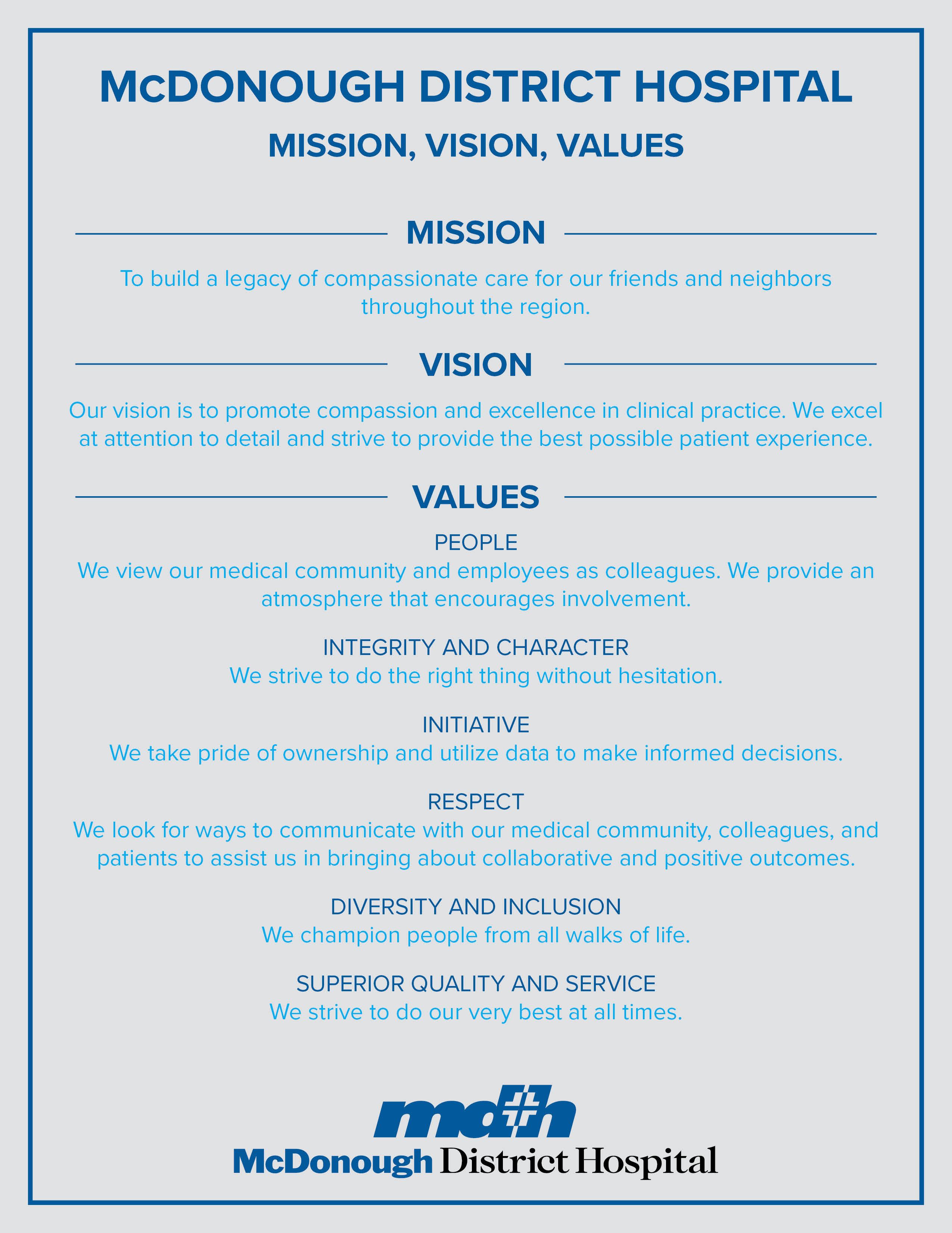 Mission, Vision, Values